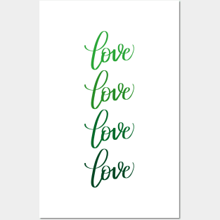 Love in Modern Calligraphy in Green Posters and Art